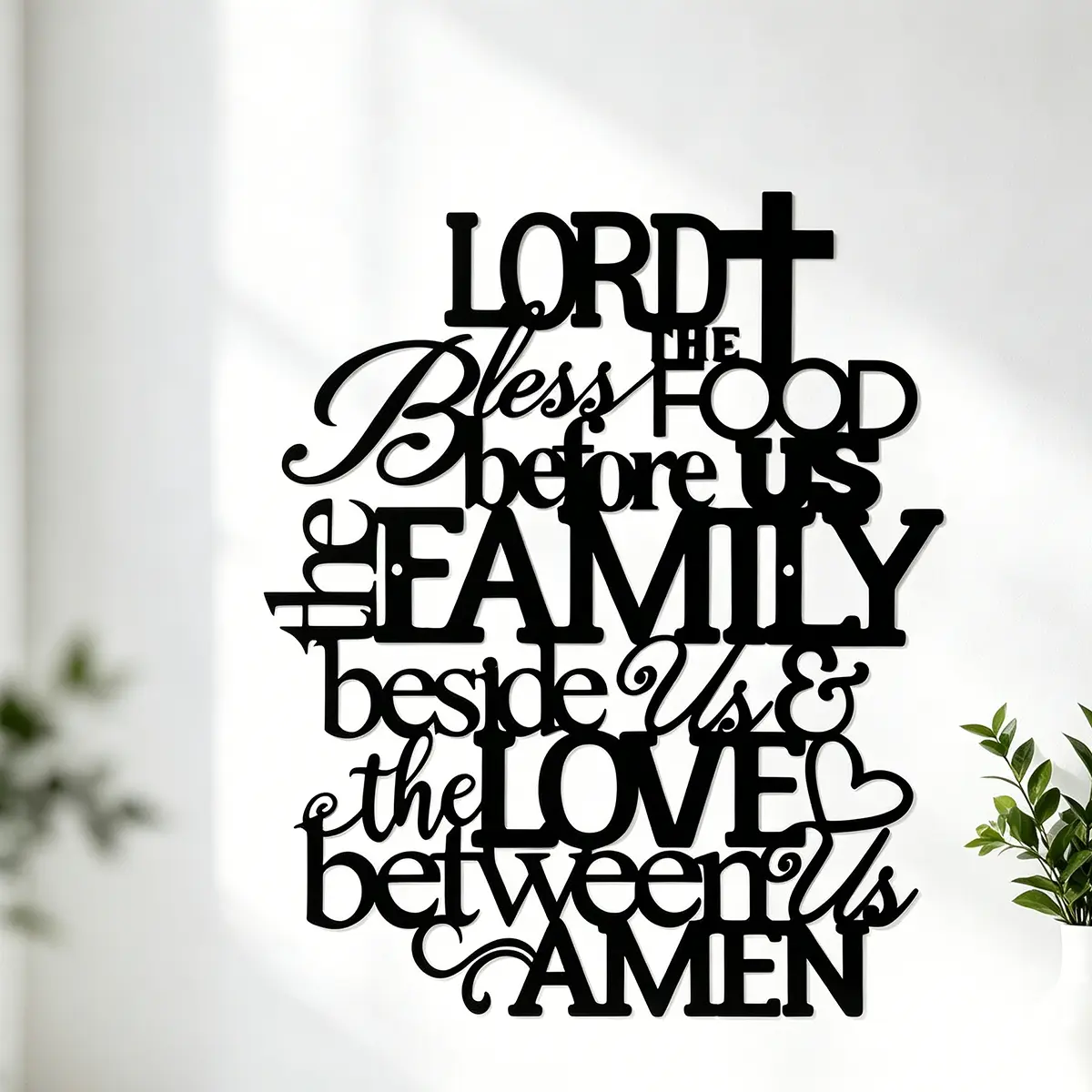 1 Piece 'Bless the Food' Metal Wall Art - Elegant Christmas design, perfect for home, office, living room, bedroom, kitchen, patio, coffee shop, bar, country cottage decor, great for housewarming gifts and antique collectors, ideal for room decoration
