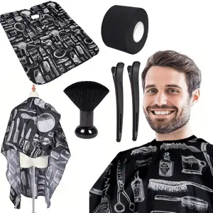 5pcs/ set Professional Hair Cutting Cape with Neck Duster Brush Large Size Salon Barber Cape for Men Women