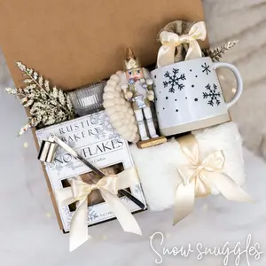 Cozy Christmas Gift Box for Her Holiday Self Care Winter Relaxation Box Snow Snuggles Mug Socks Nutcracker Candle Blanket Cookies Gift Set Warm Winter Gift Idea Aesthetic Holiday Present Cozy Home Decor Christmas Gift Box USA Shipping 2025 Trend