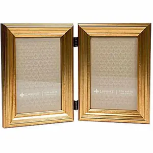 LawrenceFrames  4 x 6 in. Hinged Double Picture Frame, Gold