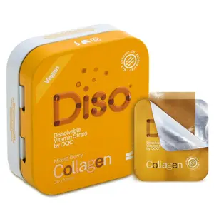 Diso Collagen Booster Supplement - Mixed Berry Flavour, Box of 30 Oral Dissolvable Strips for Fast Absorption Skin Care, Joint Support, Sugar-Free Edible Fitness Dietary Healthcare Colagen Beauty collagen peptide
