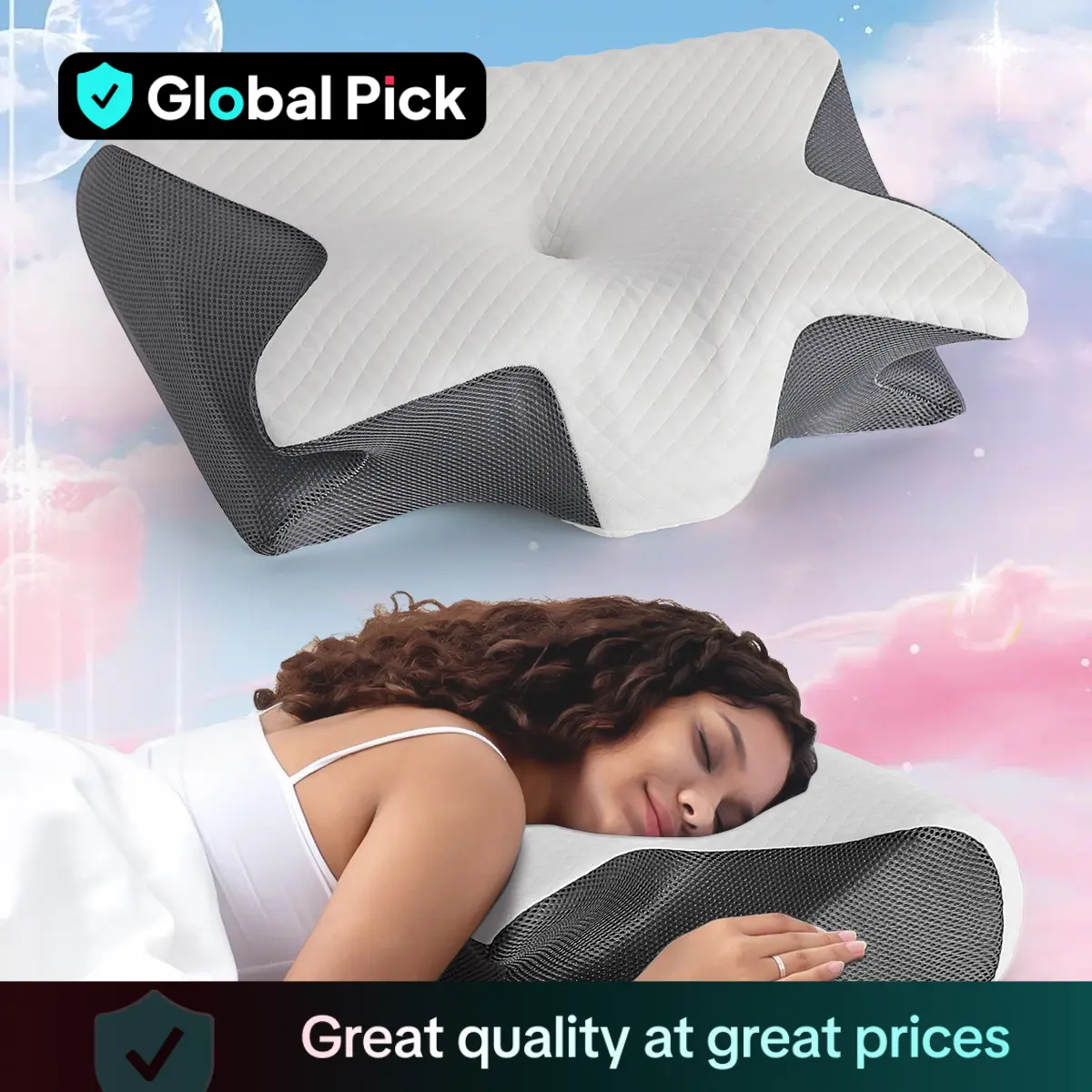 Memory Foam Neck Pillow, 1 Count Comfortable & Breathable Neck Pillow, Room Accessories Sleeping Pillow for Side Sleeping, Back Sleeping, Gift for Fri