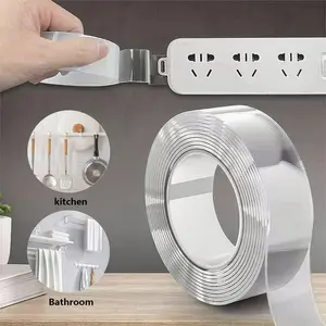 Ultra-strong Double Sided Adhesive Nano Tape Heavy Duty Transparent Reusable  Tapes Heat Resistance for Bathroom Home Decoration  Picture Hanging Picture Hanging 10.5FT Traceless Magic Tape