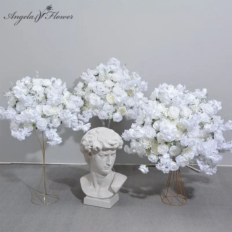 A8305 White Cherry Blossom Rose Floral Decor, Wedding Party Supplies, Home Centerpieces, Tabletop Centerpiece for Weddings, Decor For Weddings, Silk