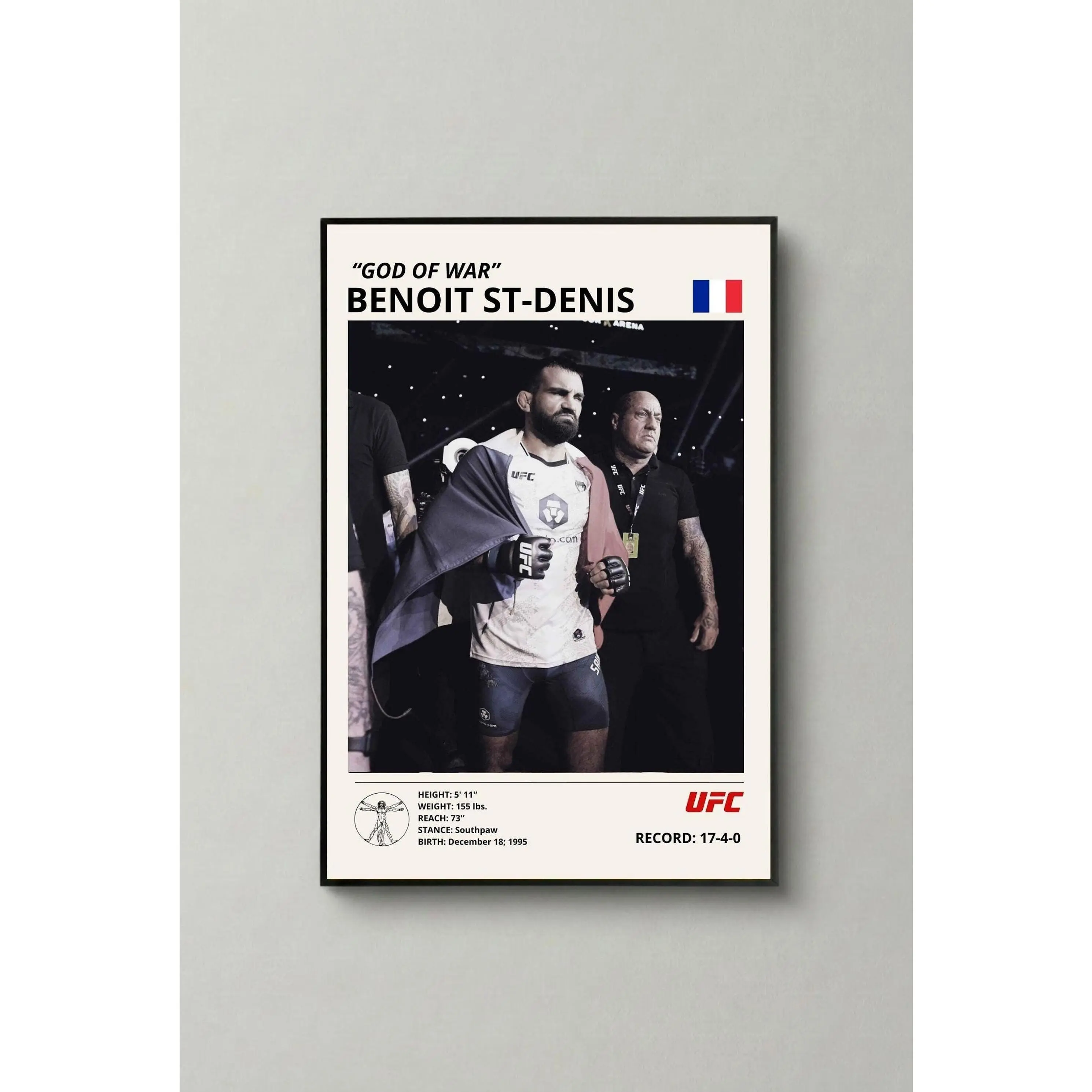 St Denis Poster, French UFC Fighter Art Print with Framed Options , Gift For Fans( Unframed - Print Only )