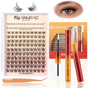 ANURAG Natural Eyelash Extension Kit 120Pcs Eyelash String Kit Slim Eyelash Extensions 9-17mm Individual Eyelash Extensions with Glue and Seal Eyelash Adhesive and Eyelash Extension，Christmas gifts, New Year gifts, Black Friday