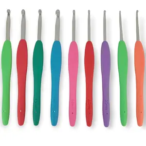 9-Pcs Crochet Hooks Set with Ergonomic Handles, Soft-Grip Design, and Color-Coded Size Identification, Includes Lightweight Storage Case