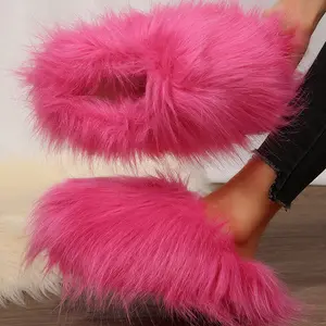 2025 New Style Faux Fluffy Slippers For Women Winter Warm Mini Snow Boots Fluffy Furry Plush Lining House Shoes For Indoor Outdoor Springfresh