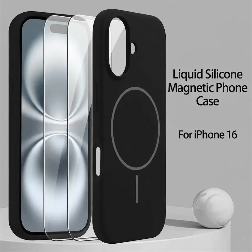 3 PCS [1 Phone Case with 2X Clear Screen Protectors]: Luxurious Smooth Liquid Phone Case Accessories for iPhone 17/16/15//14,13, 12 Pro Max - Slim Beige Magnetic Shockproof Protective Cover Phone Accessory Compatible