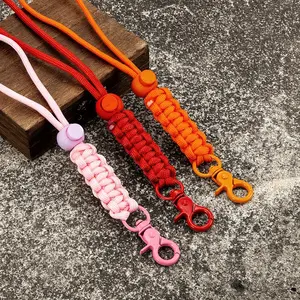 Outdoor Rock Climbing Colorful Paracord Flat Knot Keychain Camping Rescue Emergency Rope Key Chains Handmade Gifts
