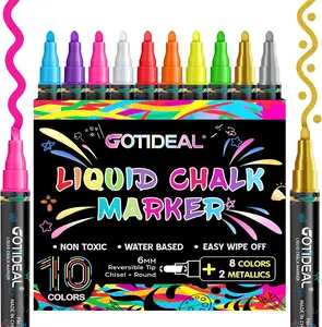 GOTIDEAL Chalk Markers,Colors Liquid Chalk Markers for Blackboard,Erasable Chalk Board Pens,Window markers for Glass Washable,Car,Glass,Calendar,Sign,Menu Diy Painting(6 mm Bold&Chisel Tip)