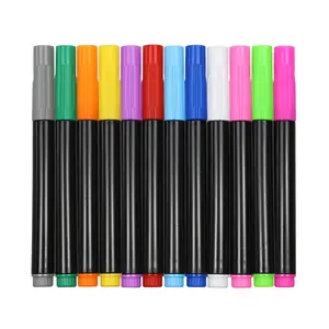 12-Color Markers for LED Note Board with Colors, Compatible with Reusable Doodle Book, Light-Up Acrylic Message Boards,and LED Writing Boards, Neon Markers Erasable Pens
