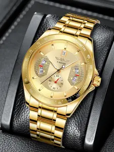 Men's Luxury Mechanical Watch, Automatic Wind-Up, Round Analog Dial, Stainless Steel Strap, Classic Style, Suitable for All Occasions