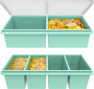Silicone Soup Freezer Molds with Lids, 2 Cup & 1 Cup Combo, Soup Container Style Ice Cube Trays, Reinforced Steel Rims, For Freezing Broth, Meal Prep and other dishes, Dishwasher & Oven Safe - 2 Pack
