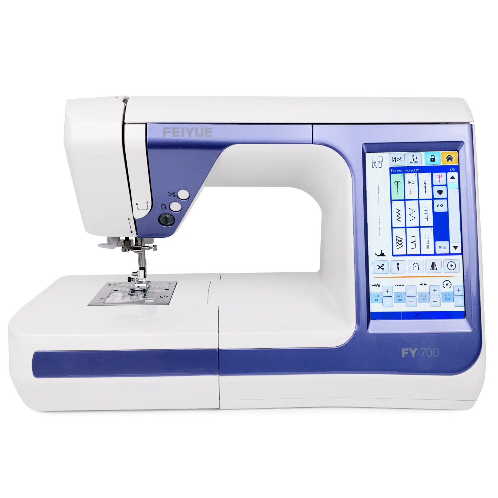 FEIYUE FY700 Computerized Sewing Machine - LCD Touchscreen, Auto Threading, Speed Control, 180 Built-in Stitches (Alphabet, Decorative), Denim Support, for Beginners, Everyday Sewing, Plastic Projects, Lcd Screen