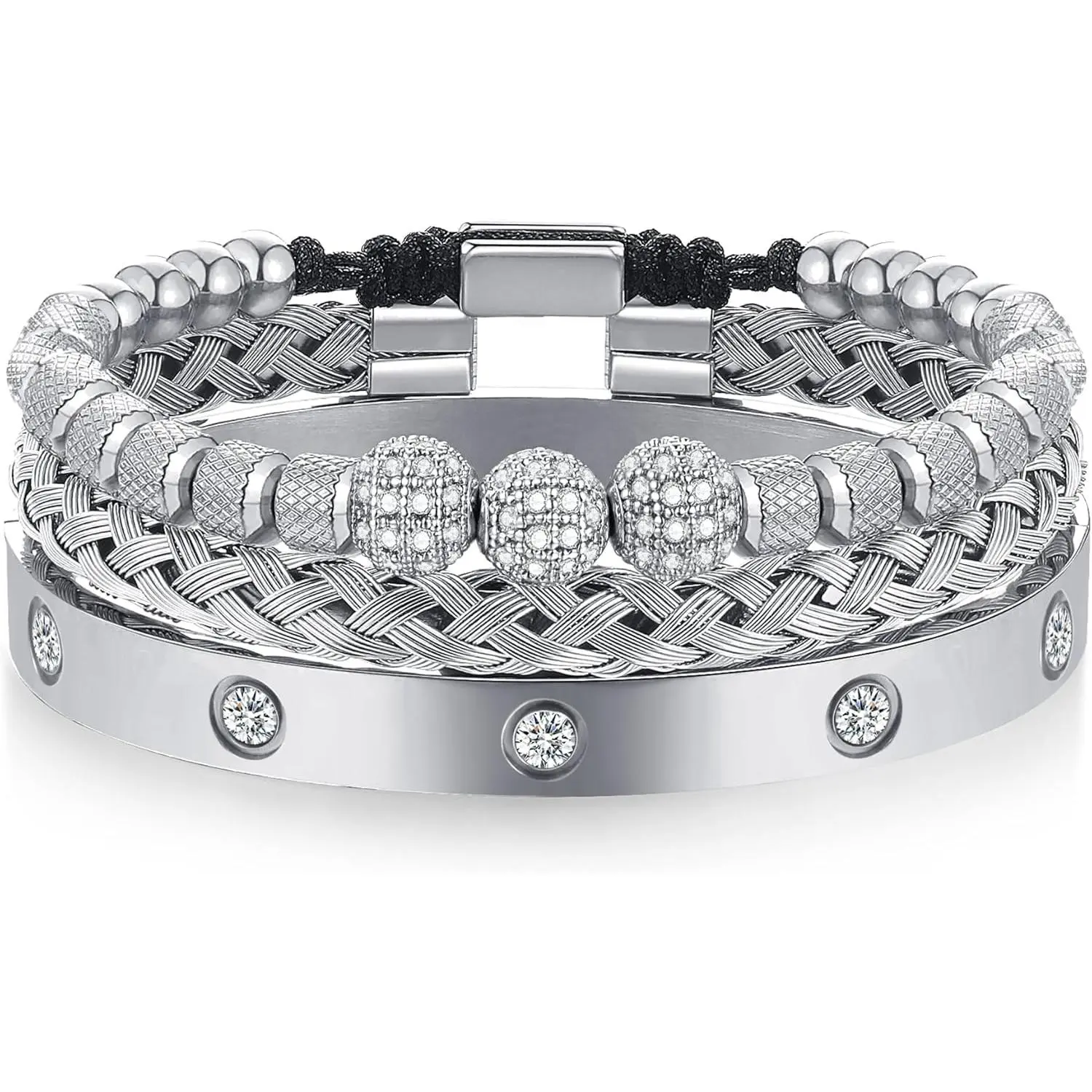 N:Silver-CZ Round Beads