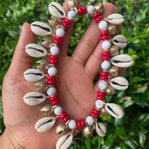 Gemstone Anklet with Tibetan Bells and Cowrie Shells