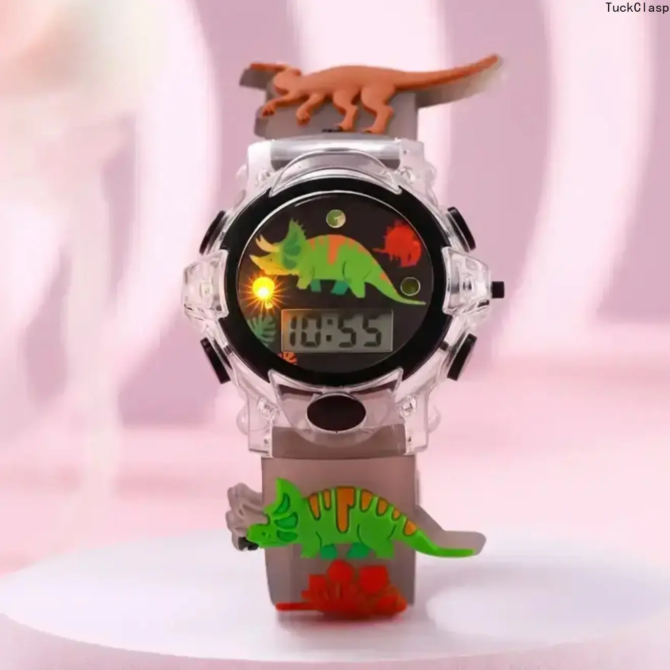 Cute Cartoon Dinosaur Pattern Digital Wristwatch for Kids – Luminous Display, Trendy & All-Match, Great for Birthday Gift & Summer Everyday Wear
