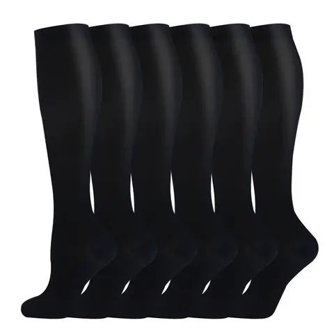MhzyCaus women 6 Pairs Compression Socks for Men & Women Breathable Quick Dry Anti Odor Calf Support for Running Hiking Gym Yoga All Day Comfort Stylish Durable over the knee compression sock