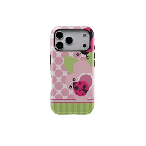 Phone Case Cute Ladybug Pink Floral Polka Dot Print& Hard TPU, Anti-Yellowing & Drop Resistant. Compatible with iPhone 17/16/15/14/13/12/11 & Samsung S26/S25/S24/S23/S22/S21 Series. Slim Smooth Premium Touch for Men & Women