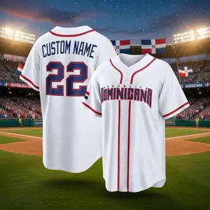 Custom Dominican Republic Baseball Jersey, Personalized Name Number, Heritage Apparel