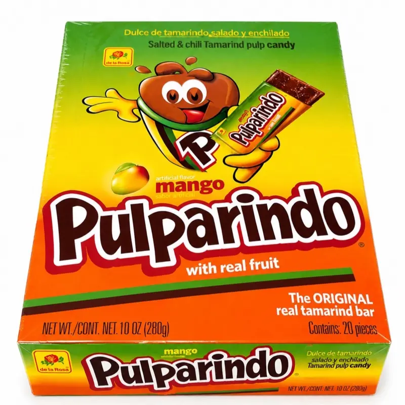 Pulparindo Mago Box, 20-Bar Sweet Fruity Tamarindo Mexican Candy Snack, Versatile On-the-Go Snacking Option & Shareable Treat