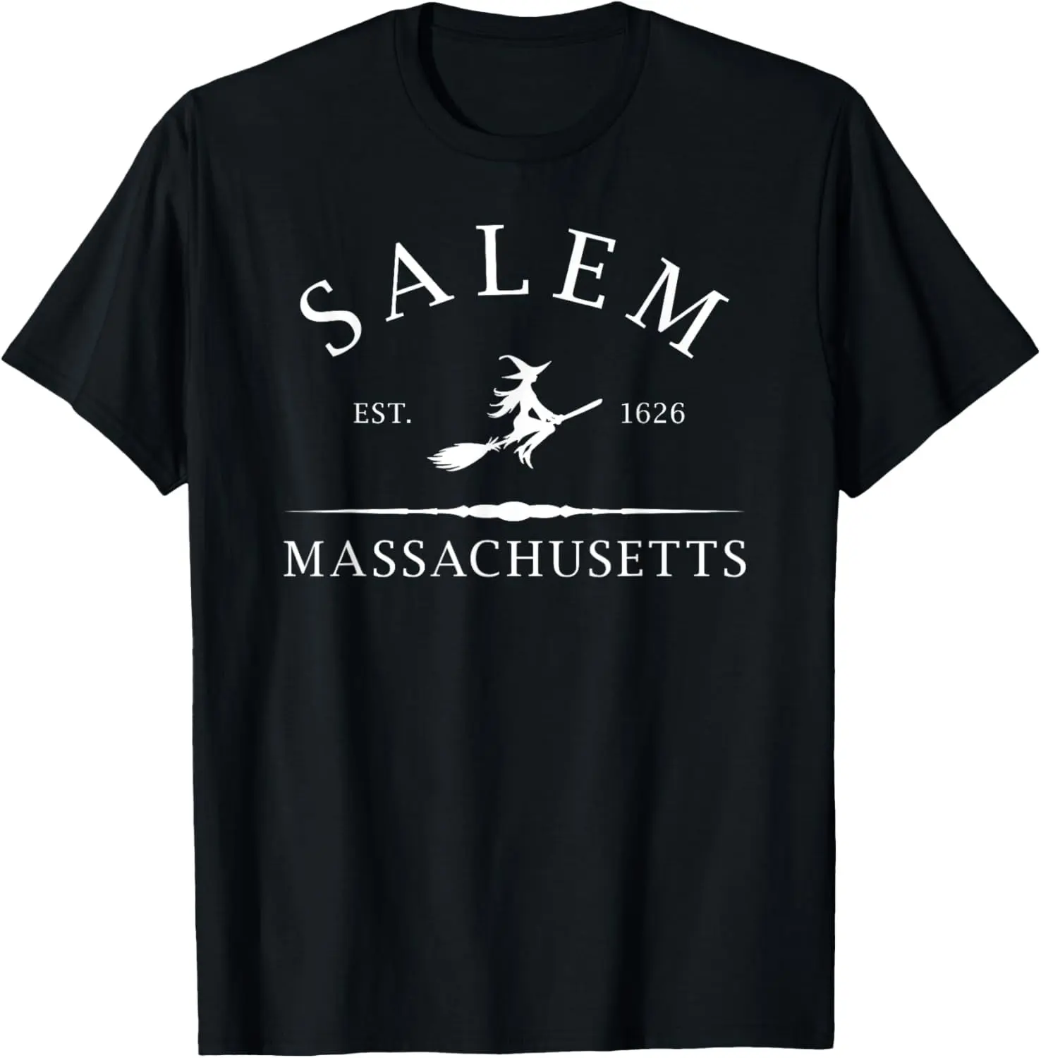Women's 100% Cotton Short-Sleeve Round Neck Graphic Tops, Salem Massachusetts Witch EST 1626 Letter Print Halloween Everyday T-Shirt, Shortsleeve, Halloween Print Women's T-Shirts, Casual, Vintage, Pure Cotton, Playful Look, Clothes