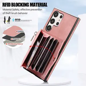 Luxury Zipper Accordion Wallet Cellphone Case Cover for Samsung S26/s26 Ultra, Faux Leather, Multiple Card Slots, Stand Function, Lightweight and Shockproof