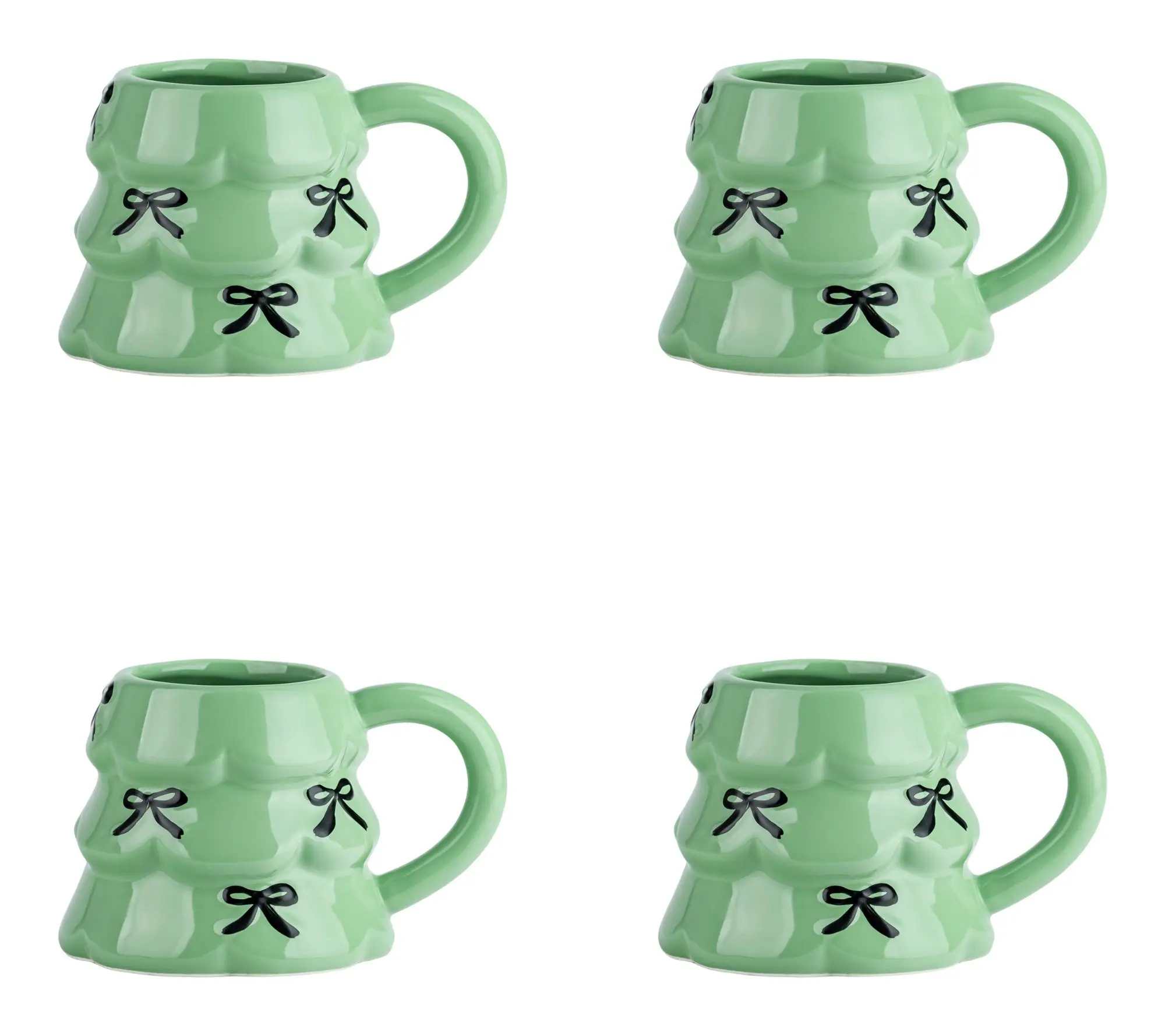 10 Strawberry Street Set of 4 Bows & Boughs Holiday Mug