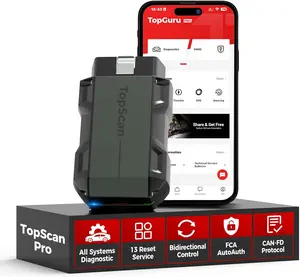 TOPDON TopScan Pro OBD2 Bluetooth Automotive Scan Tool for iOS & Android, with 13 Reset Services, Bidirectional Control, FCA Gateway Access, CAN-FD Protocol, All Systems Diagnostics