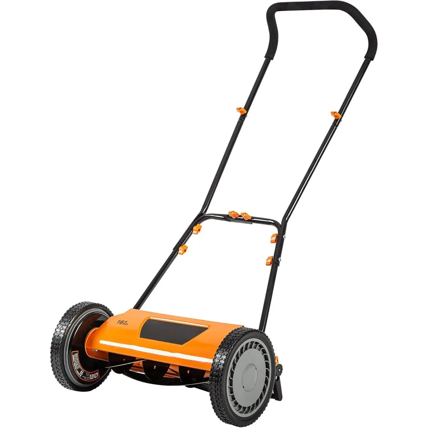 LawnMaster LMRM1602 Push Reel Lawn Mower - 16-in Cutting Width, 5-Blade Reel Design, Stringless Grass Trimmer for Home Garden Use