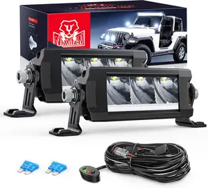 Nilight 5.3Inch Single Row LED Light Bar 2PCS 15W 1680LM Anti-Glare Spot DRL Offroad Slim Driving Light Bar IP68 w/ 16AWG DT Wiring Kit for Pickup Truck SUV ATV UTV Boat 4x4 Jeep Off Road Vehicle Lightbar