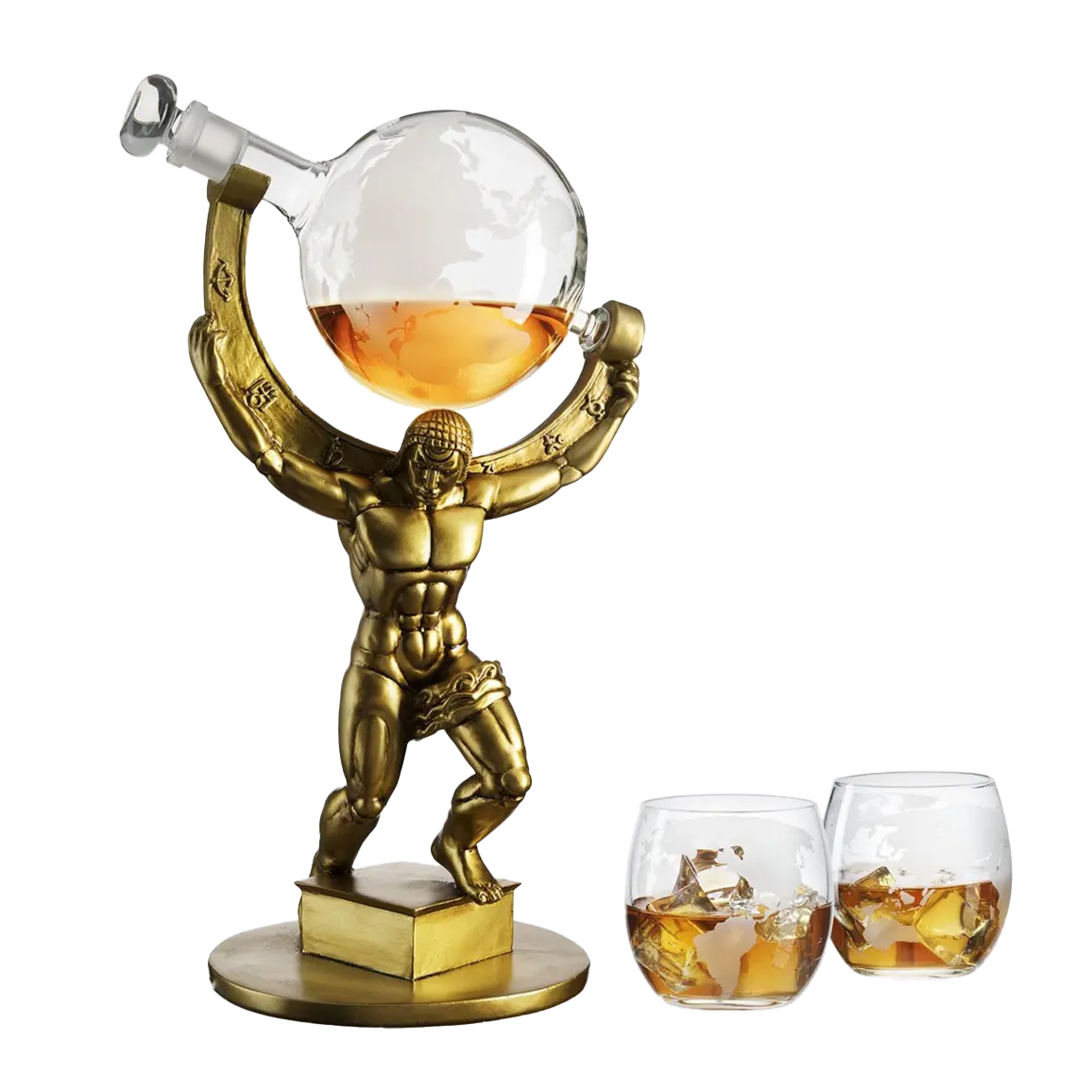 Atalas Bronze World Globe Whiskey Decanter Premium Barware Gift