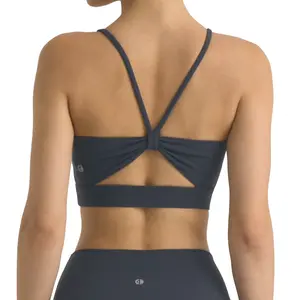 Colorfulkoala Women's Dreamlux Lightweight Yoga Sports Bra Bowknot Strappy Light Impact Workout Yoga Tops