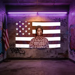 A$AP Album Cover Flag Wall Rocky Tapestry Hip Hop Rap Music Art Poster Banner for Bedroom Dorm Decor Aesthetic Wall Hanging for Fans