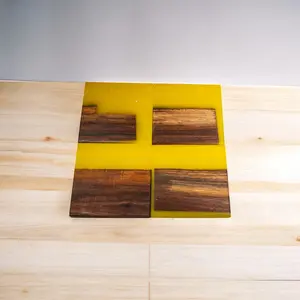 Walnut with Yellow Epoxy Coaster