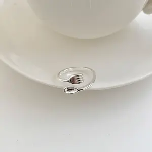 Knife And Fork Open Ring Unique Design Adjustable Band Ring For Women Daily Wear Fashion Jewelry