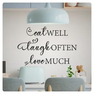 Eat Laugh Love - Inspirational Family Wall Decal Sticker Quote Vinyl Art Decor Stencil for Home Kitchen Dining Living Room Love Lettering Sign, Removable