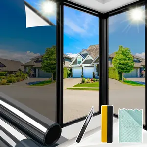 One Way Window Privacy Film Kit – Mirror Reflective Tint with Installation Tools, Heat & UV Blocking (99%), Daytime See Out Not In Glass Cover for Home