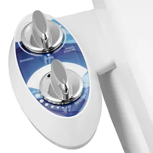 Hibbent Bidet Attachment, Non-Electric Cold Water Bidet Toilet Seat Attachment with Pressure Controls, Retractable Self-Cleaning Dual Nozzles for Frontal & Rear Wash