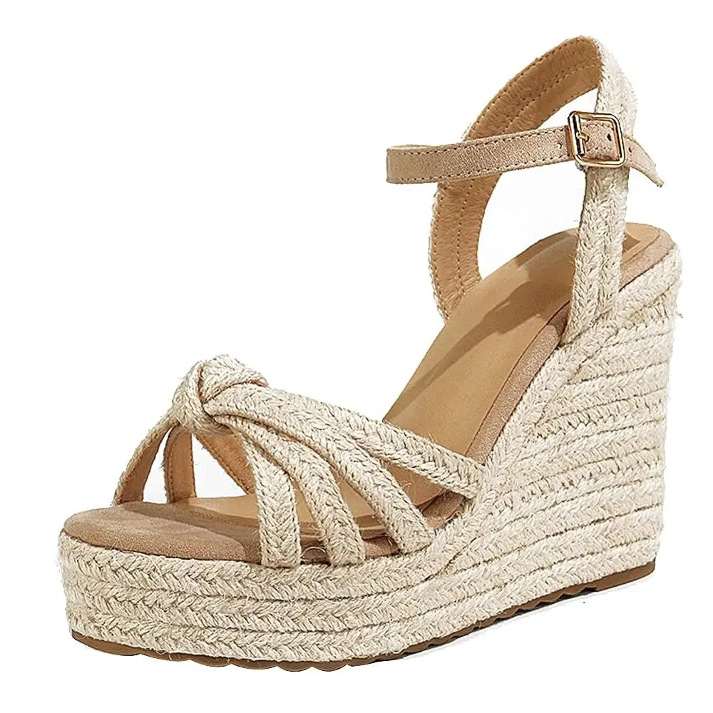 Sandals for Women, Platform Ankle Strap Womens Sandals Open Toe Espadrille Wedge Sandals for Women Concise Casual Summer Womens Shoes High Heels Fashion Footwear Classy