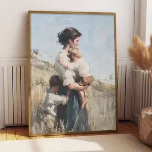 1pc Motherhood Cottagecore Mother and Children Vintage Mom Gift Wall Art Canvas HD Print Poster Ideal Gift Artwork for Bedroom Office Bathroom Home Wall Decor, No Frame