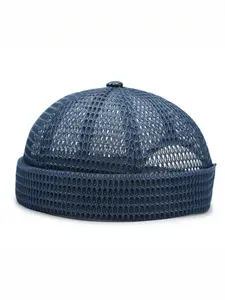 Spring Summer New Large Mesh Pattern Breathable Beanies, Casual Unisex Flat Cap, Versatile Streetwear, No Brim Design