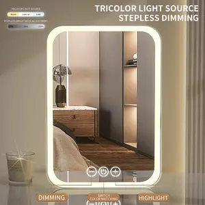 Christmas Gift Vanity Mirror with Lights, LED Makeup Mirror with Dimmable 3 Color Modes, Touch Screen Control Desk Mirror, Led Lighted Mirror