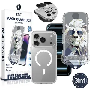 3-in-1 Screen Protector Kit with Dust-Free Installation Tray, Camera Lens Protector & Clear Magnetic Case, 9H / Privacy Tempered Glass, Edge-to-Edge HD Protection, Bubble-Free Easy Install