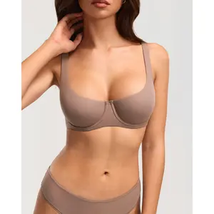 Unlined Balconette Bra No Padded Underwired Double Layer Cup Adjustable Straps Soft Stretchy Invisible Under Low Cut Tops