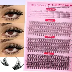 Natural Dense D-Curl Mixed False Eyelashes, European Style Single Cluster Volume Lashes, Segmented Application, Doll Eye Makeup, Eyelash Extensions