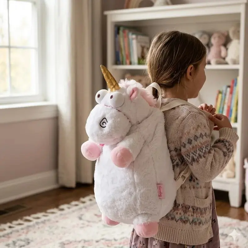 White Unicorn Doll Backpack School Bag Plush Toy Gift Children's Toy Large Size