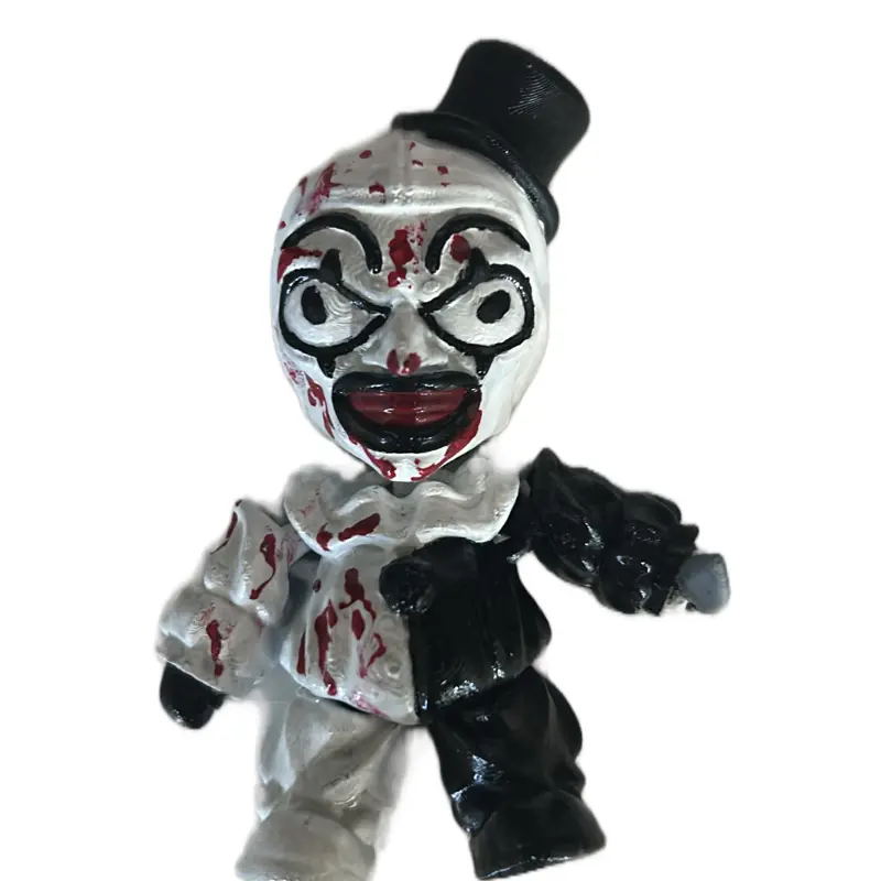3-D Printed Art The Clown Flexi Figure Hand Painted with Top Hat and Bloody Design
