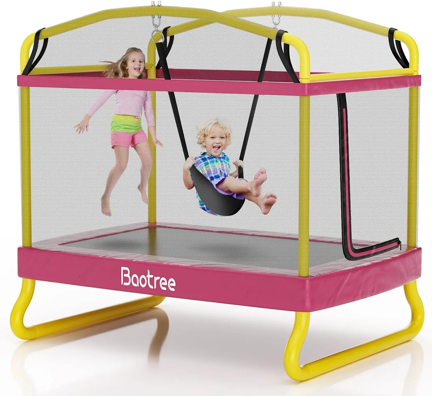 Rectangle Trampoline for Kids， 78” ASTM Approved Recreational Trampolines with Swing, Enclosure Net, Mini Rectangle Trampoline for Outdoor and Backyard, Gifts for Children & Boys & Girls,Rectangle Trampoline